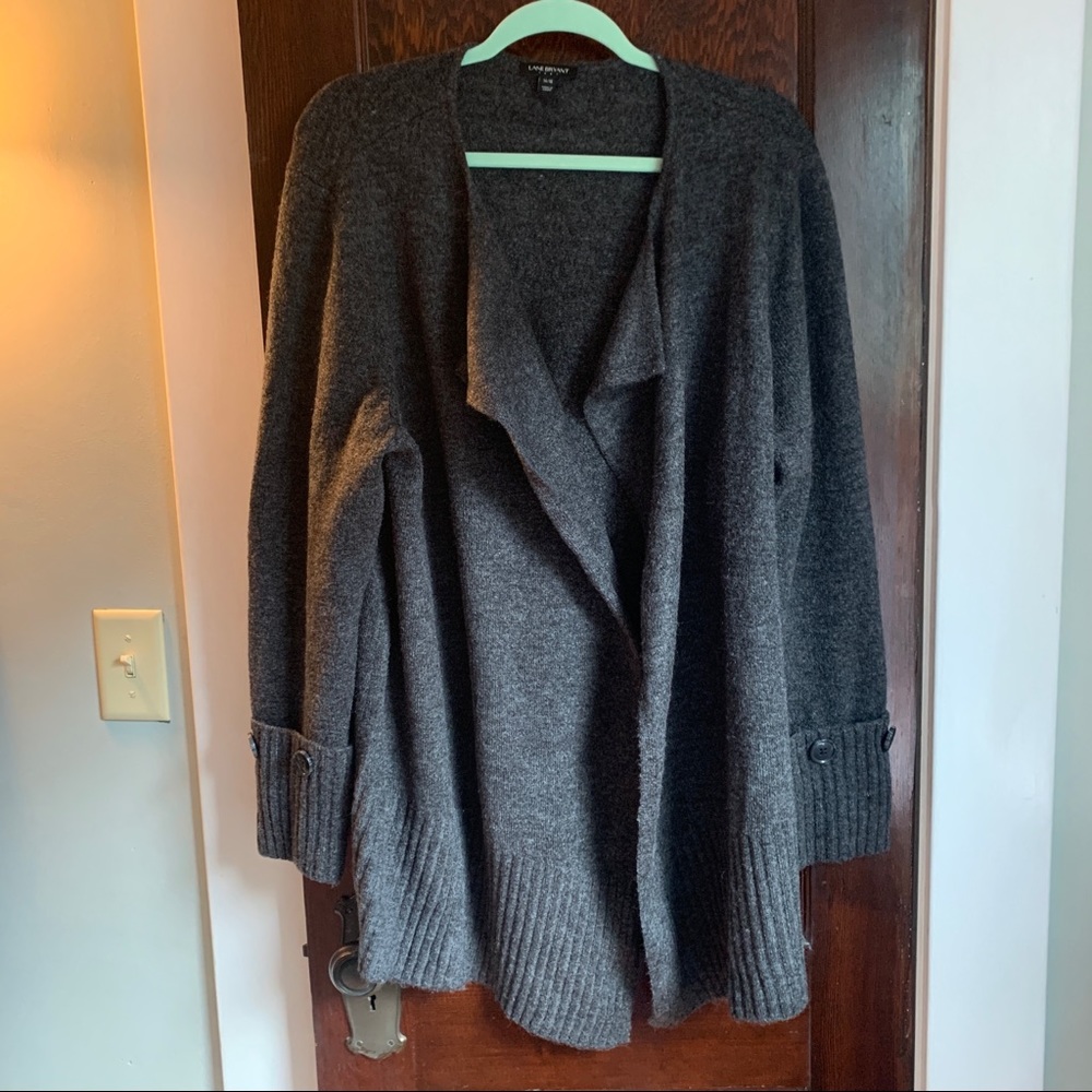 Lane Bryant oversized open front grey cardigan